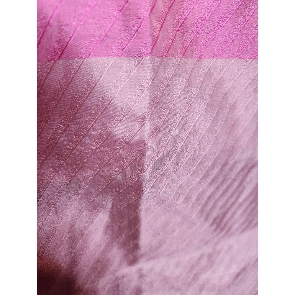 Pink, White, Hot Pink, Striped Silk-Like Scarf - Picture 4 of 6